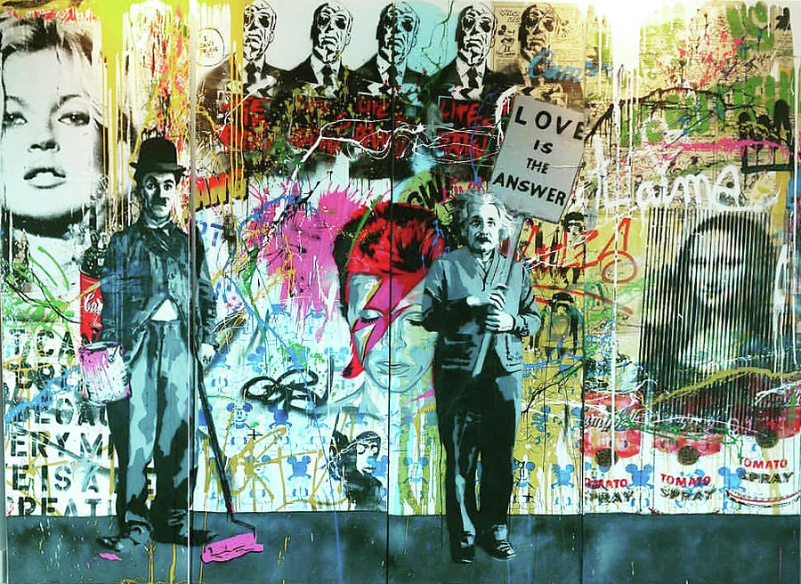Banksy Painting - Juxtapose 4Panel Monumental by Mr Brainwash
