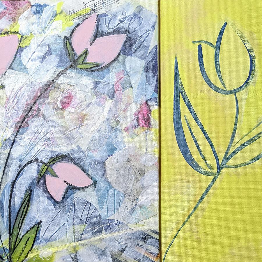 Juxtaposed Floral Mixed Media by Valerie Reeves