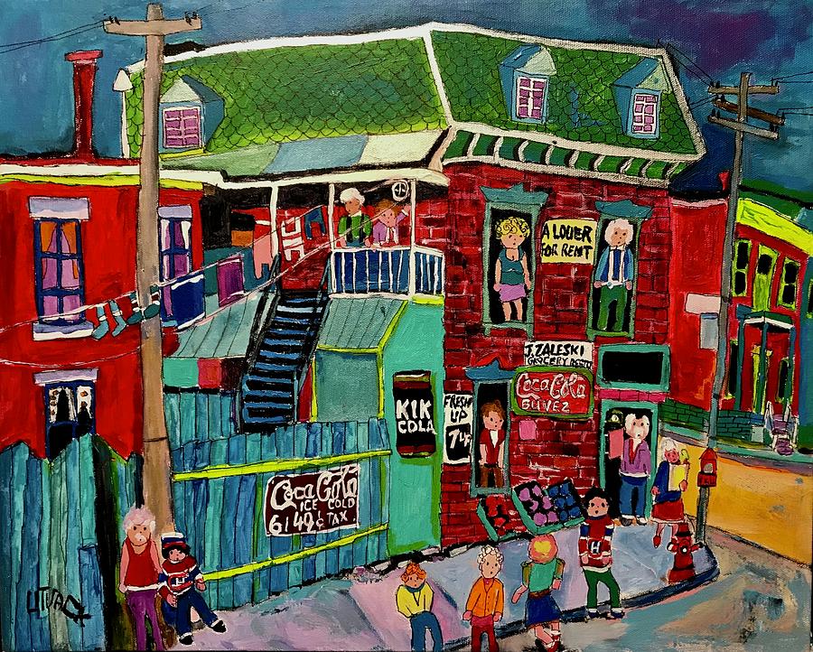 J.Zalesky Corner Store Griffintown Painting by Michael Litvack