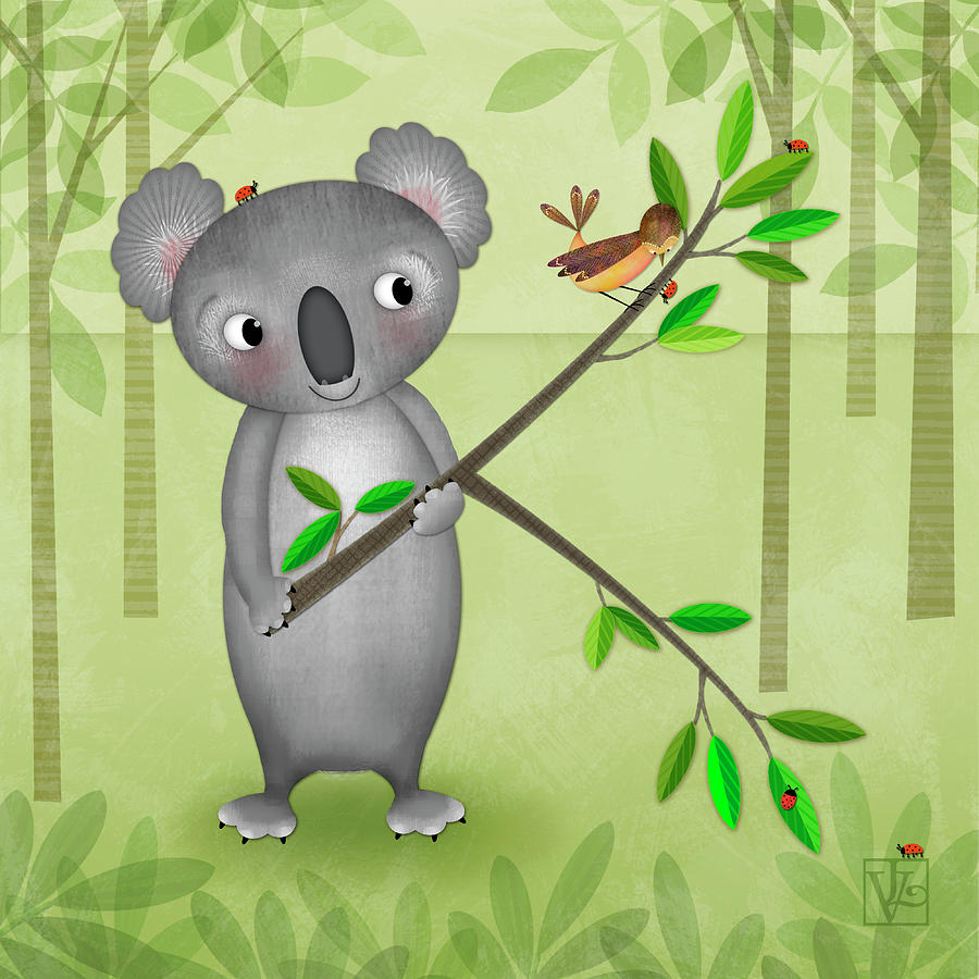K is for a Cute Koala  Digital Art by Valerie Drake Lesiak