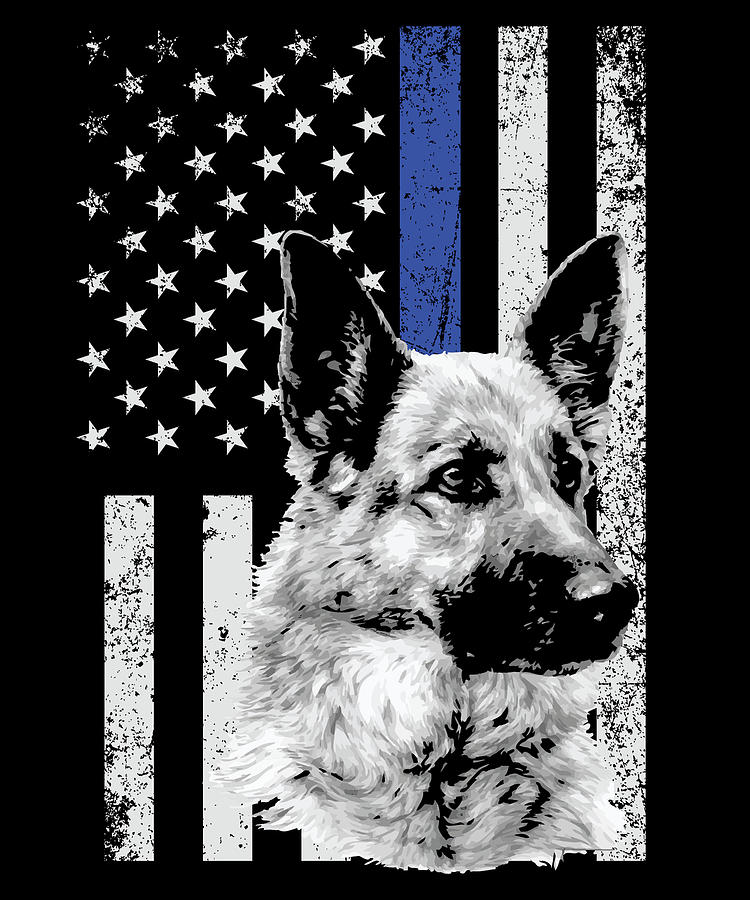 K9 Dog Police Officer American Flag Apparel USA Thin Blue Line Gift Digital Art by Michael S