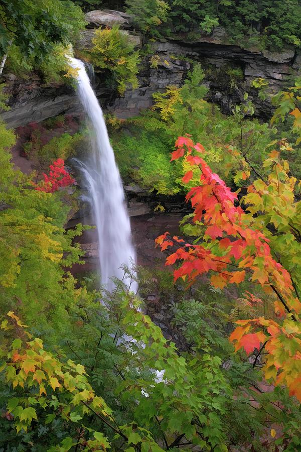Kaaterskill Falls Foliage Photograph by Nancy De Flon