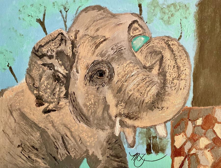 Kaavan Worlds Loneliest Elephant Rescued By Cher Painting by Melody Fowler
