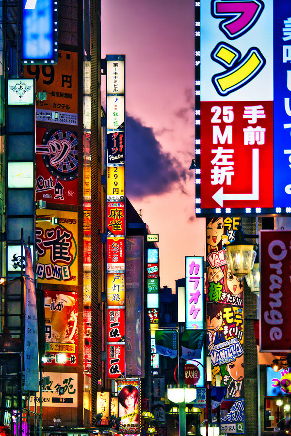 Kabukicho Neon Lights at Dusk - Tokyo Photograph by Stuart Litoff