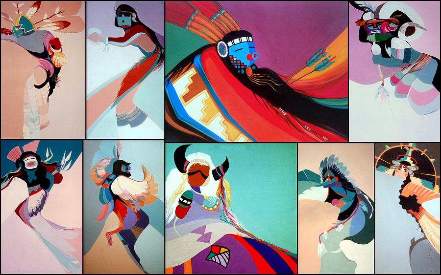 Kachina Collection Painting by Marlene Burns