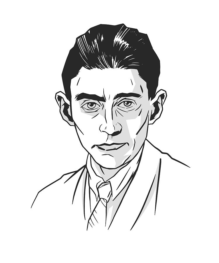 Kafka portrait in black and white Digital Art by Norman W - Fine Art ...