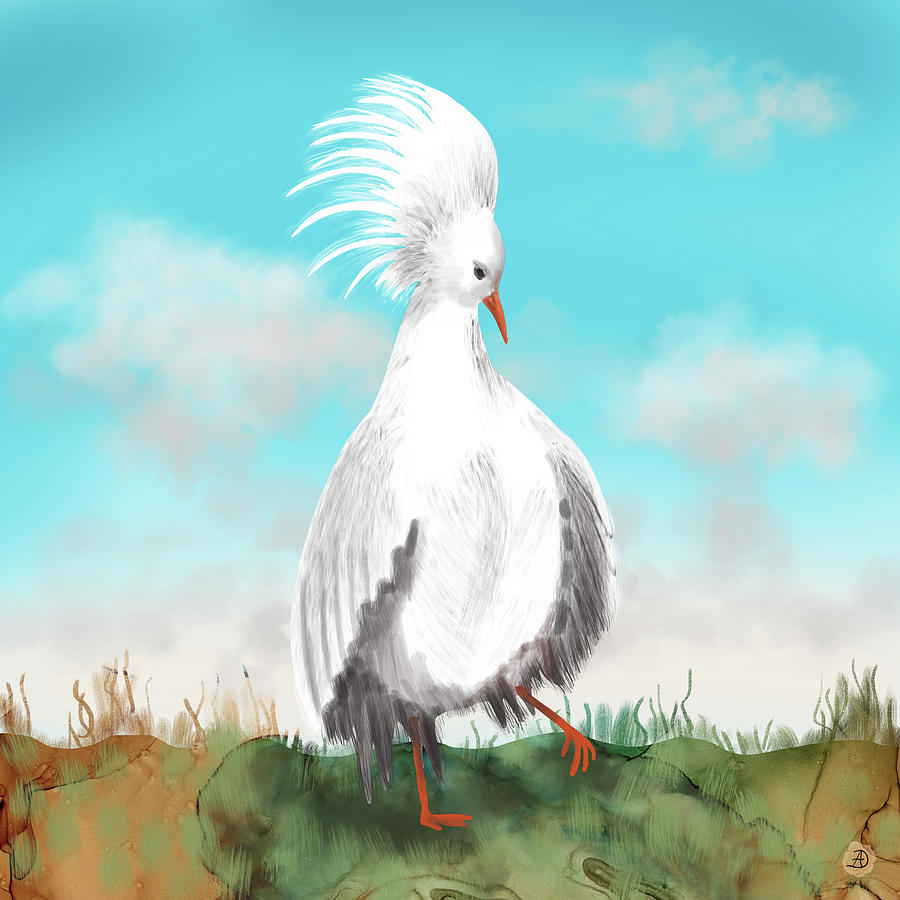 Kagu Bird from New Caledonia Digital Art by Andreea Dumez