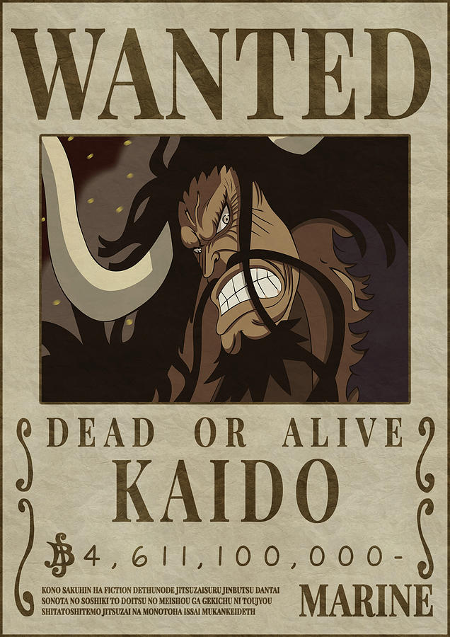 KAIDO bounty wanted poster one piece Digital Art by Shiro Vexel