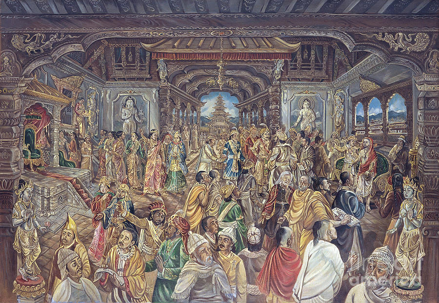 Nepal Painting - Kailashkut Palace by Hari Prasad Sharma Nepal Painting - Kailashkut Palace by Hari Prasad Sharma