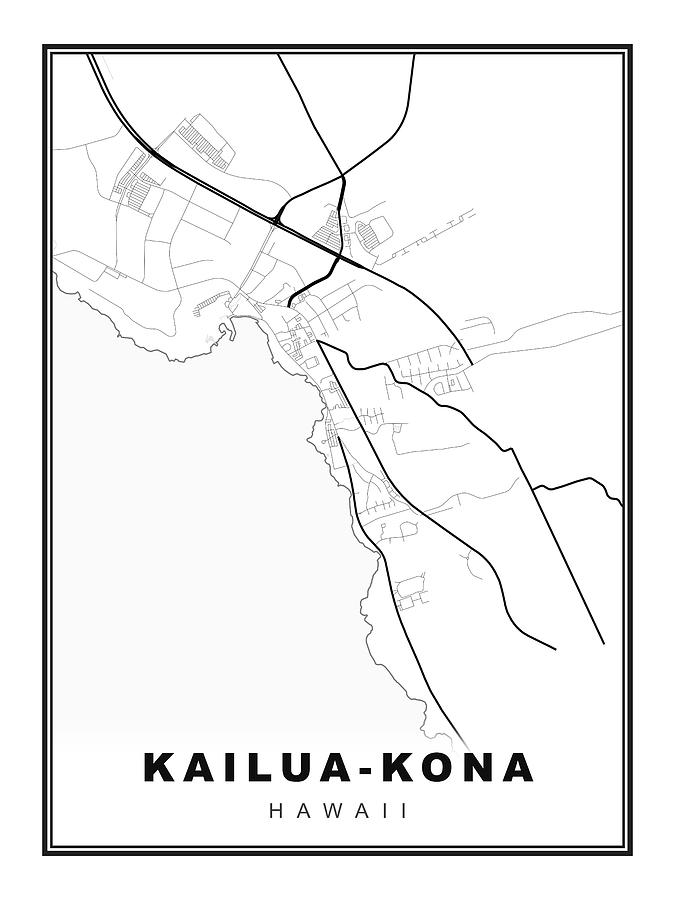 KailuaKona Map Digital Art by Ipsita Das Fine Art America