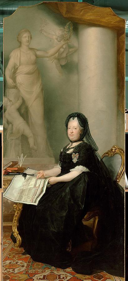 Kaiserin Maria Theresia Mit Der Statue Des Friedens Painting By Anton Von Maron Fine