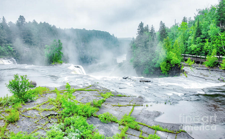 Nature Photograph - Kakabeka Falls With Rising Mist by Charline Xia