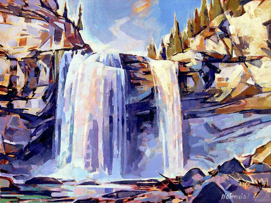 Kakwa Falls in September Painting by Tim Heimdal