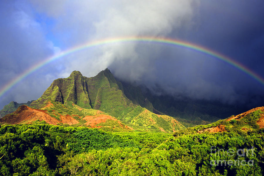 Mountain Photograph - Kalalau Valley Rainbow by Kevin Smith