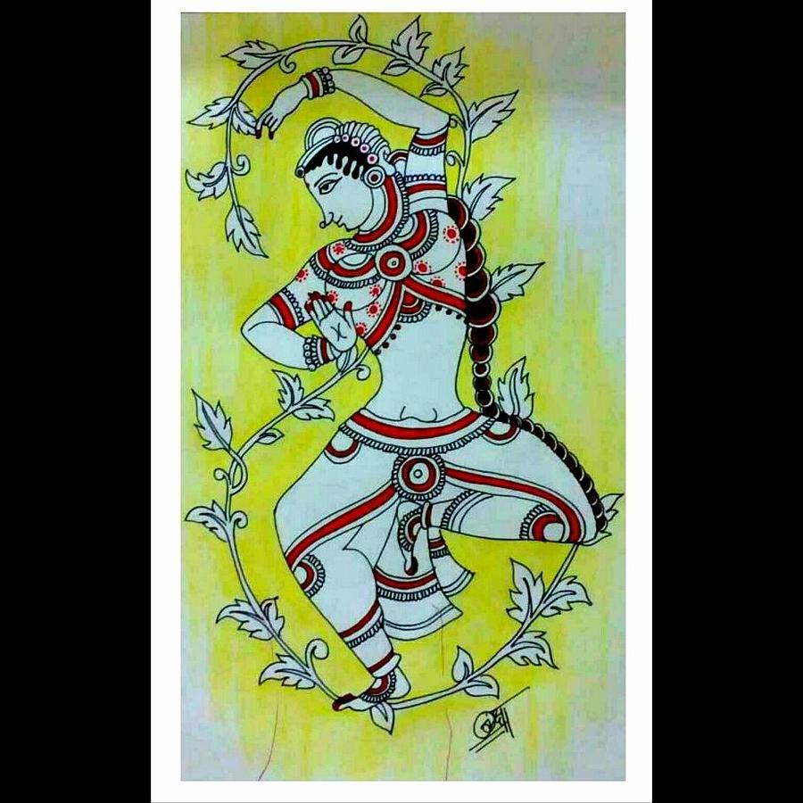 Kalamkari painting | Flower drawing, Easy drawings sketches, Dancing  drawings