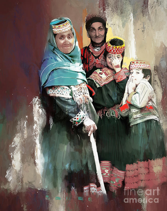 Kalash Painting - Kalash Peoples art 56yu by Gull G