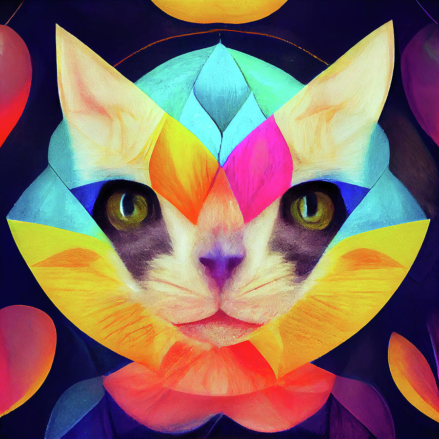 Kaleidoscope Cat Portrait 01 Digital Art