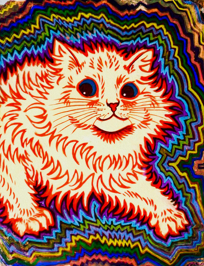 Louis Wain Painting - Kaleidoscope Cats Electric Cat by Louis Wain  by Orca Art Gallery