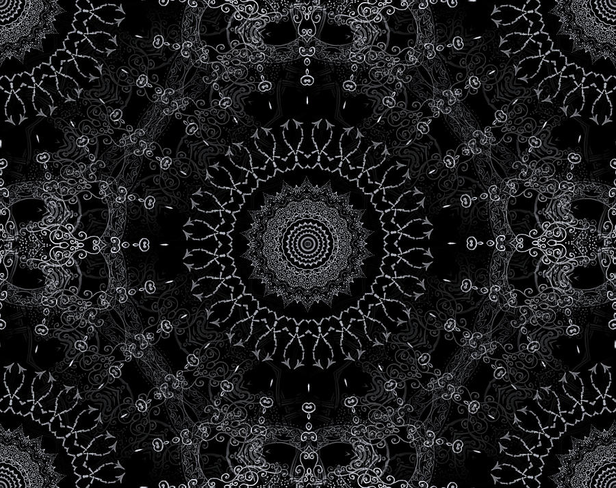 Kaleidoscope Tile from a Silver Skeletal Dragon  Digital Art by Katherine Nutt