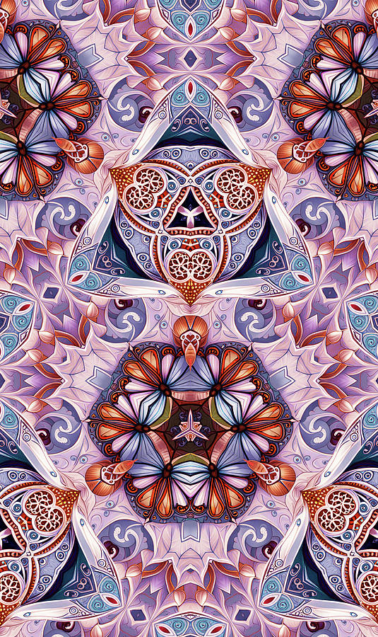 Geometric Forms Digital Art - Kaleidoscopic Ornamental  Fantasy      by Grace Iradian