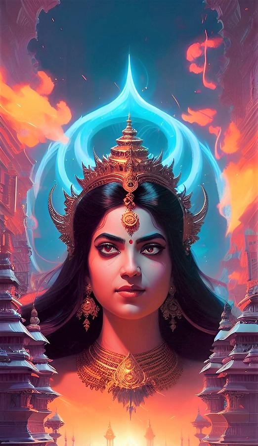 A I Kali Hindu Goddess Digital Art by Denise F Fulmer