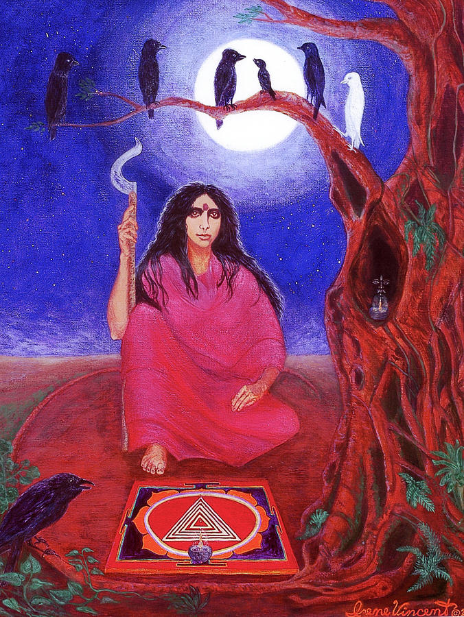 Raven Painting - Kali Worship at the Edge of the Forest by Irene Vincent