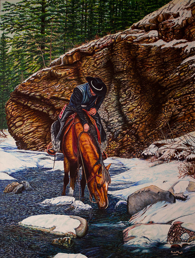 Wildlife Painting - Kalico In Kananaskis Country by Roland Miguel