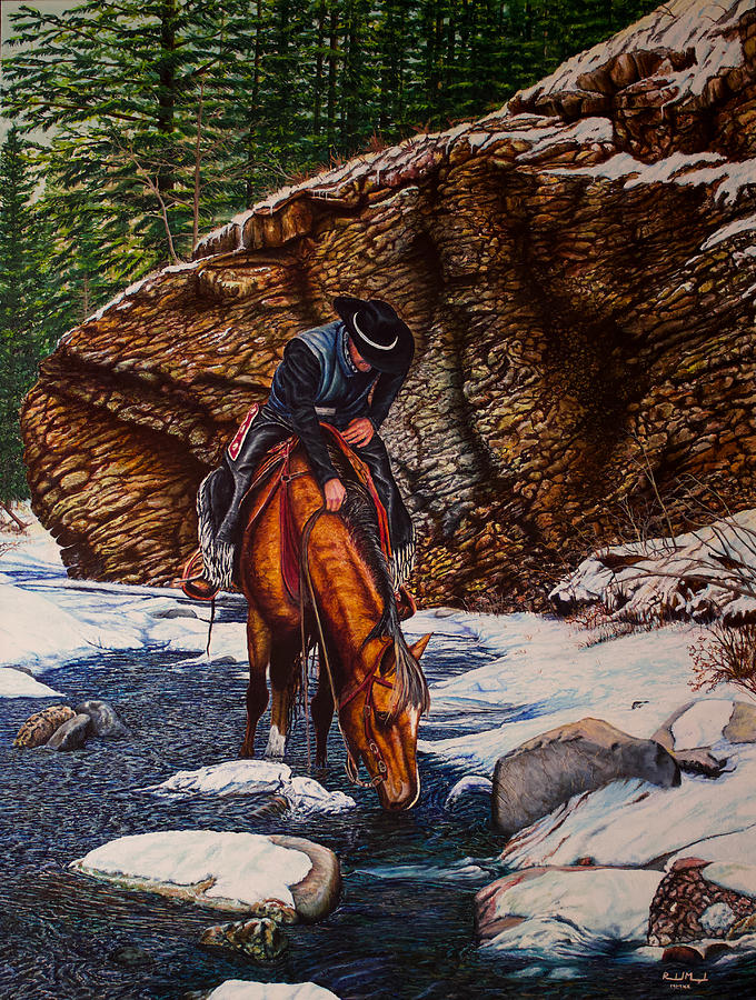 Wildlife Painting - Kalico In Kananaskis Country by Roland Miguel Wildlife Painting - Kalico In Kananaskis Country by Roland Miguel