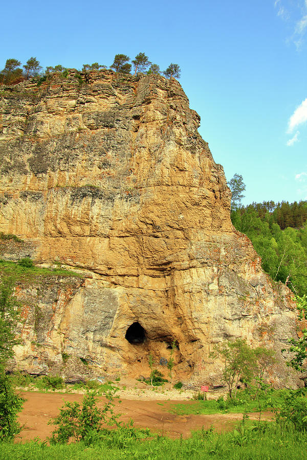 Kalimoskan rock with cave in southern Ural Photograph by Mikhail Kokhanchikov