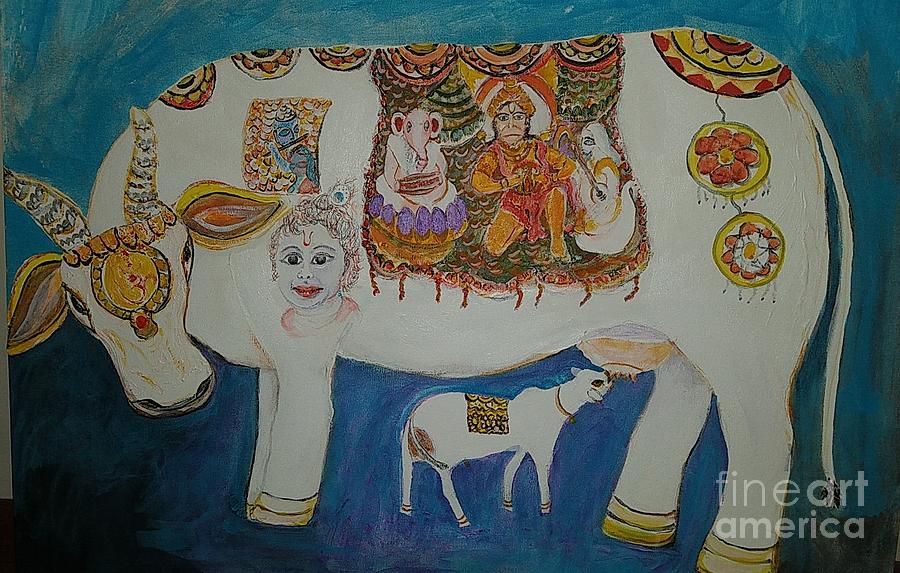 Kamdhenu Painting by Subrata Bose
