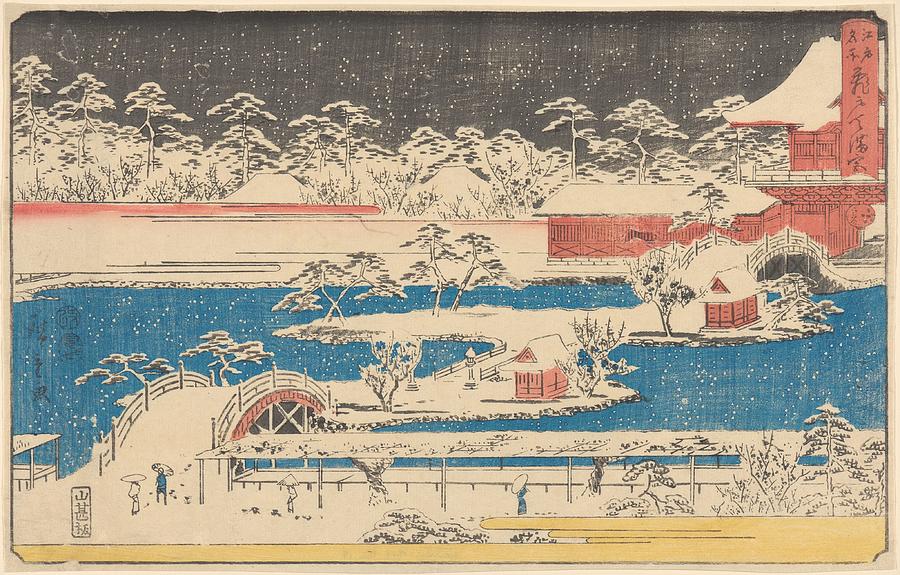 Kameido Temmaugu In Snow 19th Century Ando Hiroshige Japanese 1797 1858 Painting
