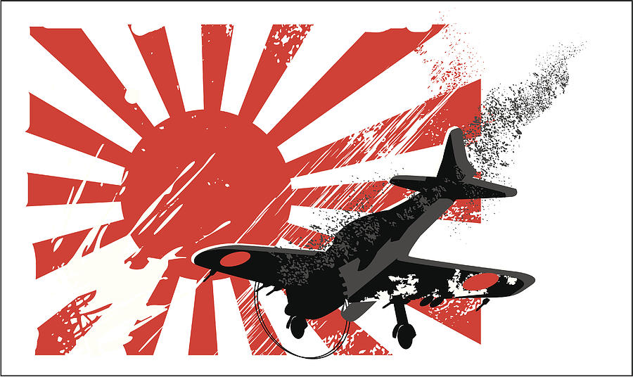Kamikaze Zero Plane Drawing by Cyrop