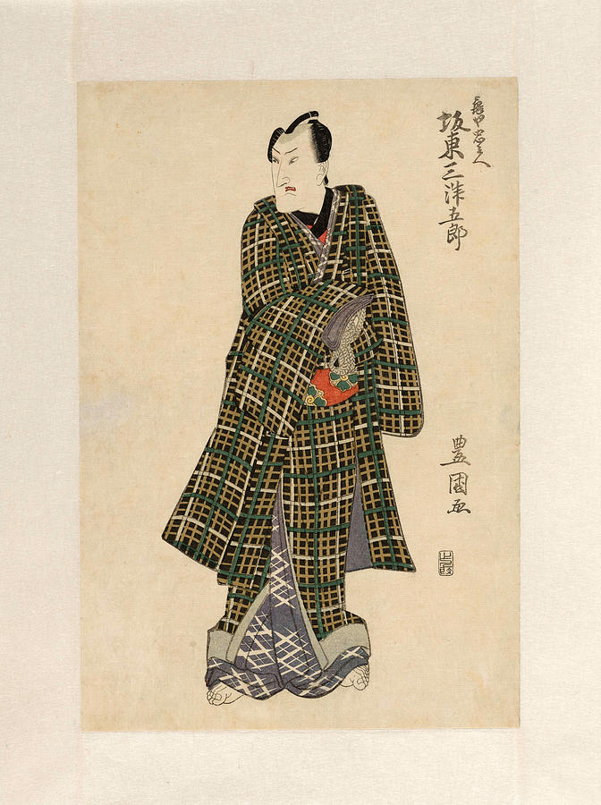 Kamiya Chubei in checkered kimono Drawing by Utagawa Toyokuni