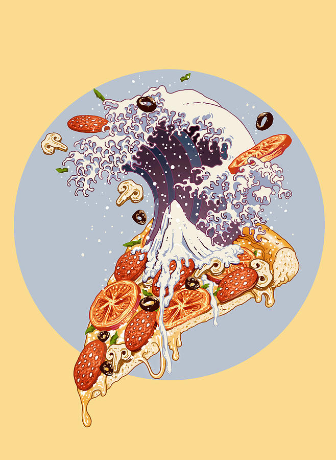 Pizza Digital Art - Kanagawa Pizza by Adam Lawless