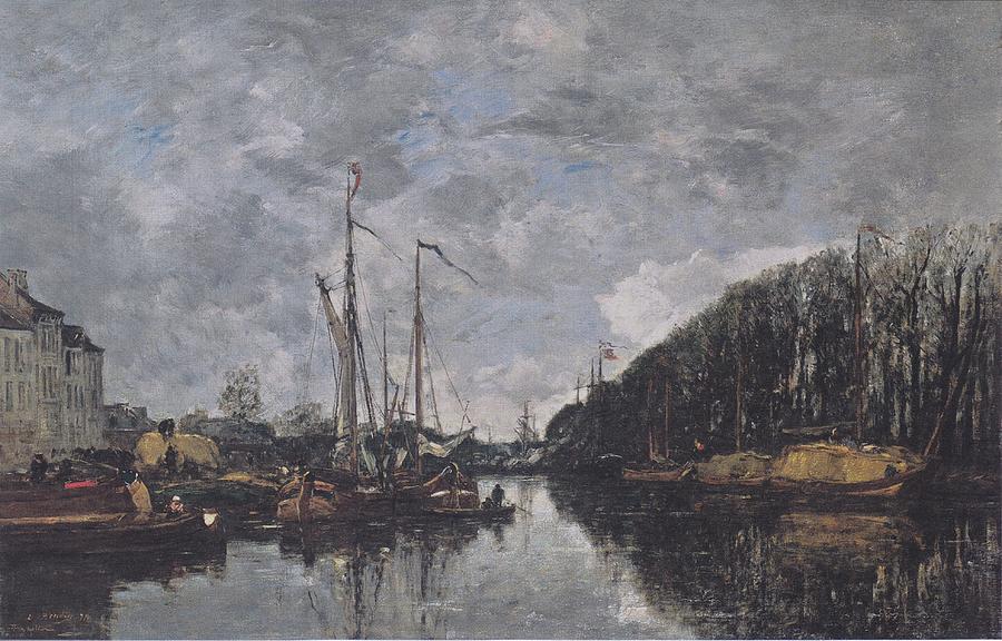 Eugene Painting -  Kanal an der Allee Verte in Brussel by Eugene Louis Boudin
