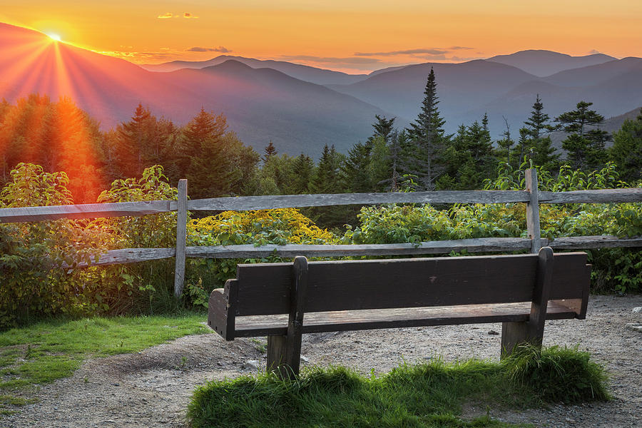 Kancamagus Sunset Bench Photograph by White Mountain Images