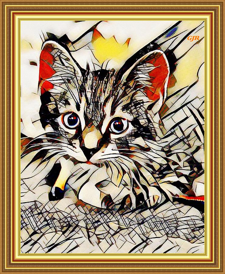 Kandinskycalia - Feline Cutie Pie L A S With Printed Frame. Digital Art