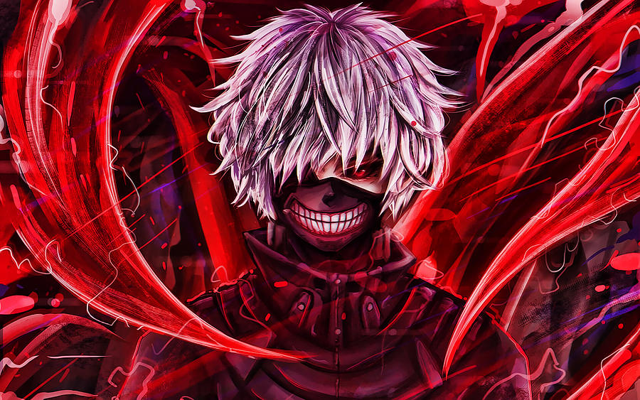 Kaneki Ken portrait Tokyo Ghoul red eyes artwork Tokyo Ghoul characters ...