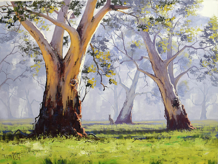 Kangaroo and Gum trees Painting by Graham Gercken Kangaroo and Gum trees Painting by Graham Gercken