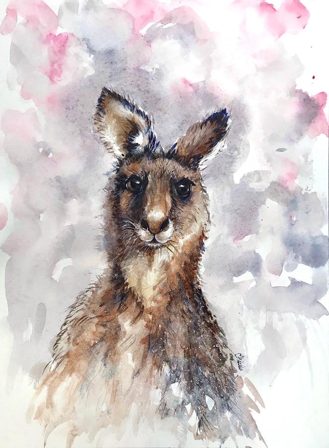 Kangaroo  Painting by Chris Hobel