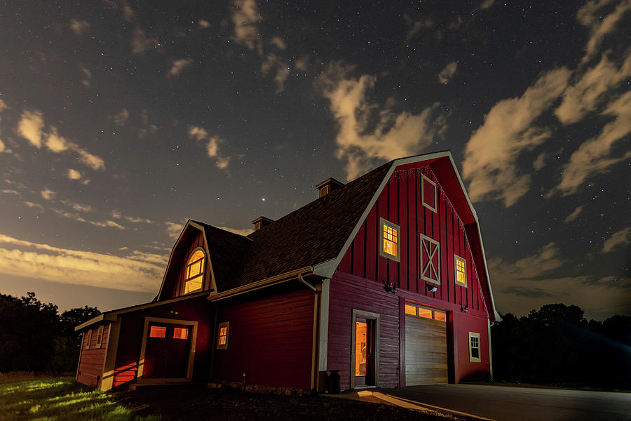 Kansas Barn under Stars Photograph by Steve Ferro