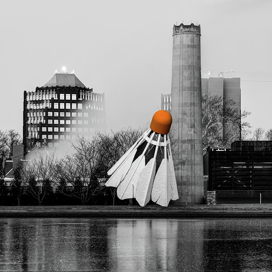 Kansas City Architecture and Giant Badminton Shuttlecock Sculpture 1x1 Photograph by Gregory Ballos