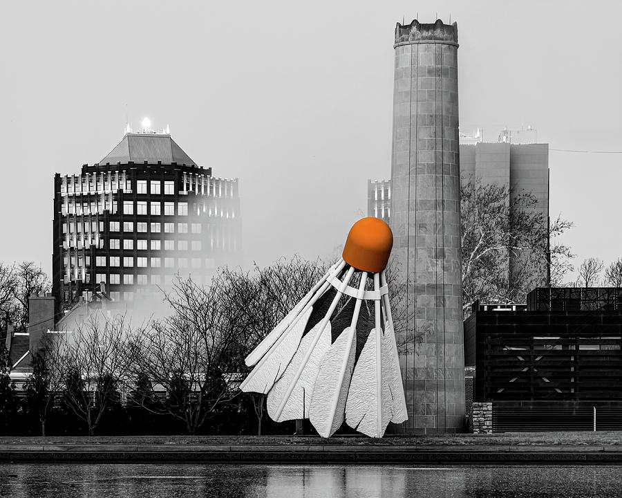 Kansas City Architecture and Giant Badminton Shuttlecock Sculpture Photograph by Gregory Ballos