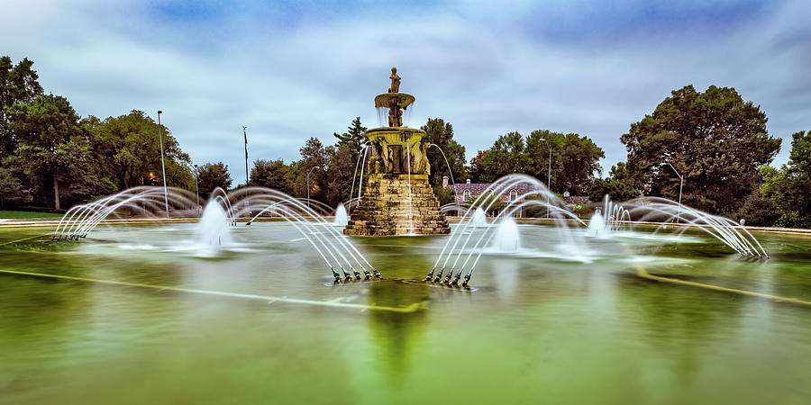 Kansas City Photograph - Kansas City Meyer Circle Sea Horse Fountain Panorama by Gregory Ballos