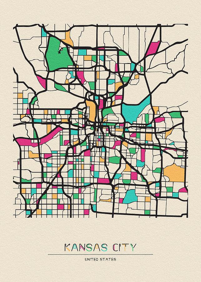 Memento Movie Drawing - Kansas City, Missouri City Map by Inspirowl Design