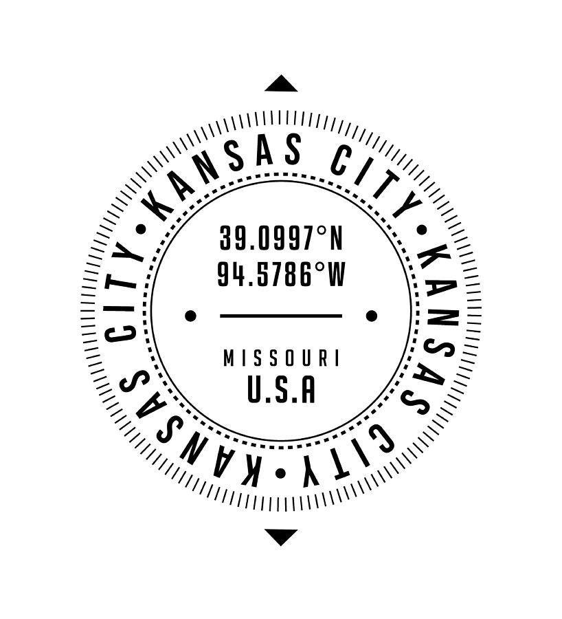 Kansas City, Missouri, USA - 1 - City Coordinates Typography Print - Classic, Minimal Digital Art by Studio Grafiikka