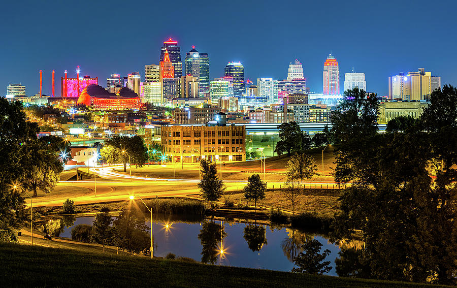 Kansas City skyline by night Photograph by Mihai Andritoiu