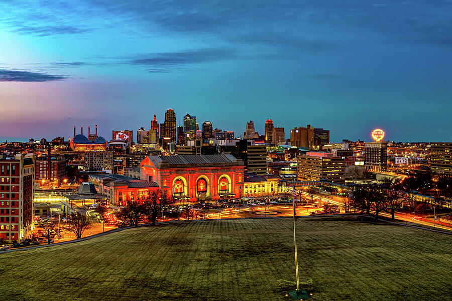 Kansas City Photograph - Kansas City Skyline Dressed in Red and Gold by Gregory Ballos