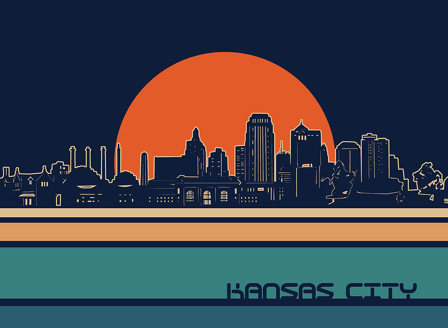 Kansas City Skyline Retro 3 Digital Art