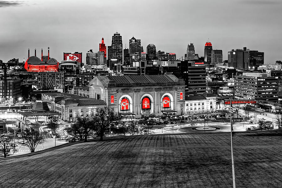 Kansas City Skyline With Pops Of Reds Photograph by Gregory Ballos